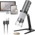 Wireless Digital Microscope 4K HD Wi-Fi Microscope Camera Digital Magnifier Compatible for iPhone, Android Phones and PC (Black)